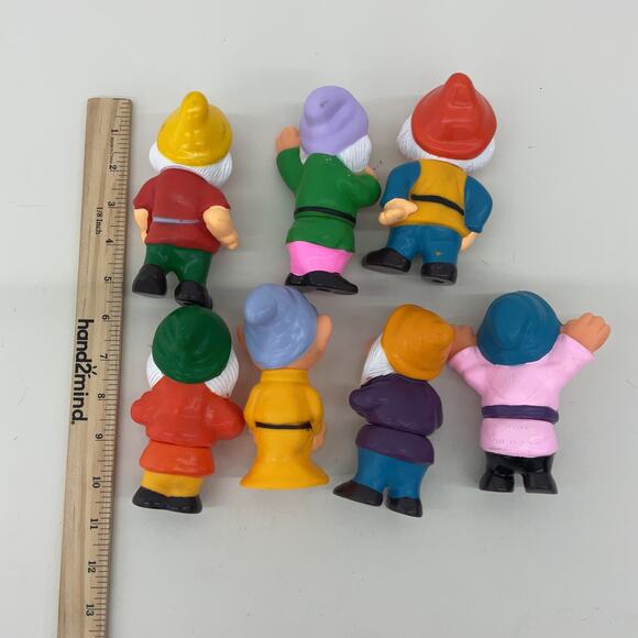 Vintage Disney Snow White's 7 Seven Dwarves Rubber Toy Figures Dopey Sleepy - Picture 2 of 4